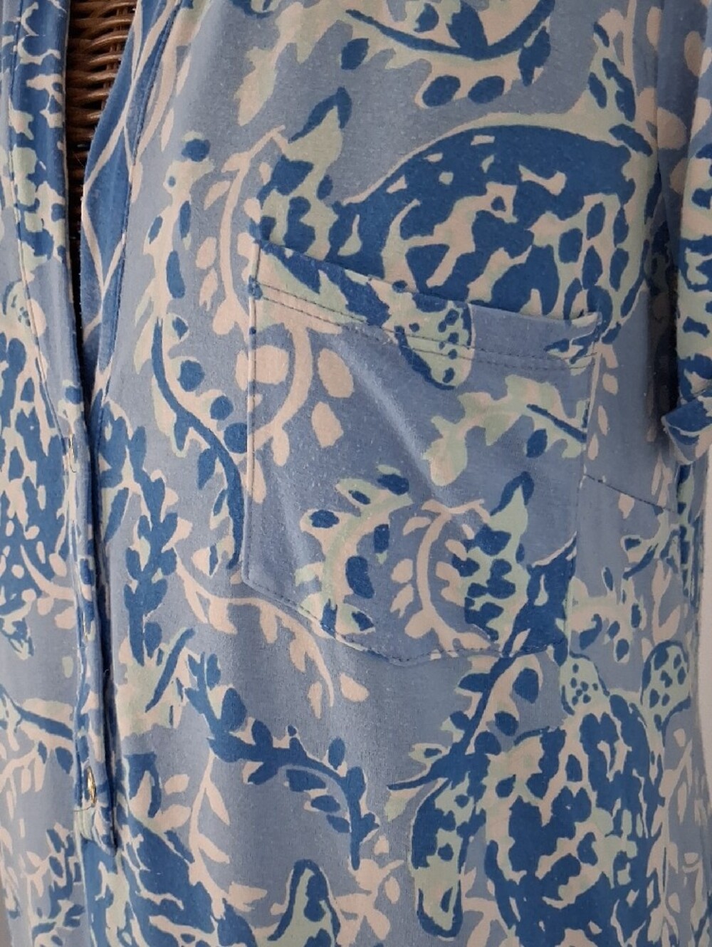 Lilly Pulitzer Light Blue and White Short Sleeve Shirt Dress - Picture 5 of 8